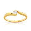 Bague solitaire or 750 jaune diamant 15/100e de carat - vue V1
