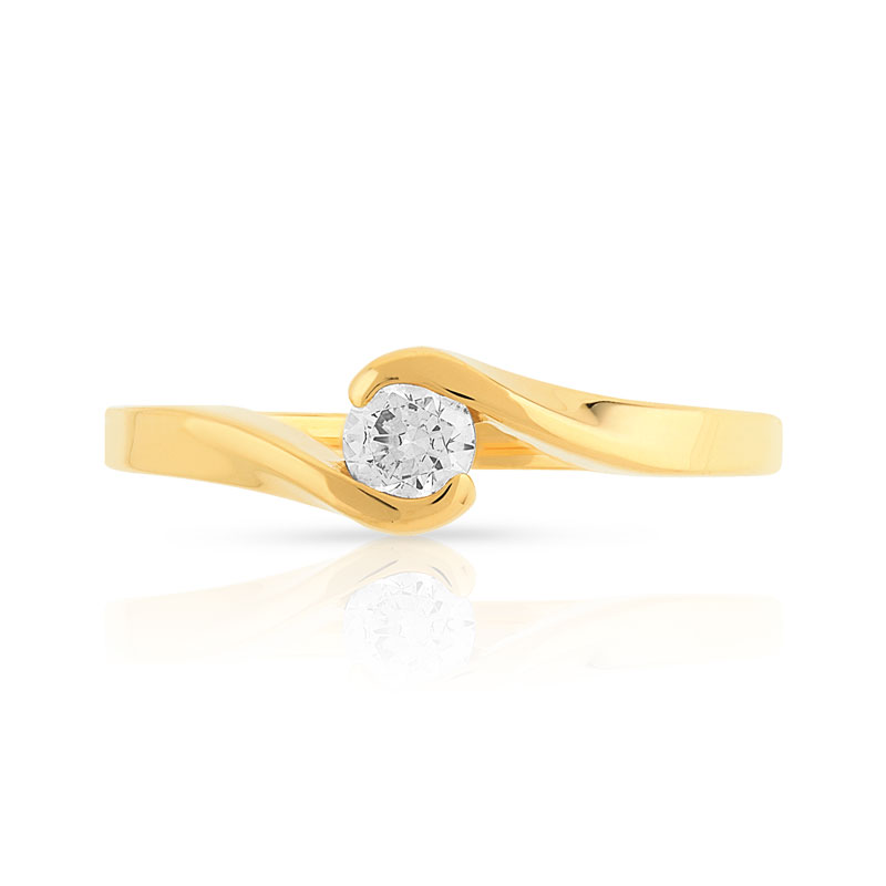 Bague solitaire or 750 jaune diamant 20/100e de carat - vue 3