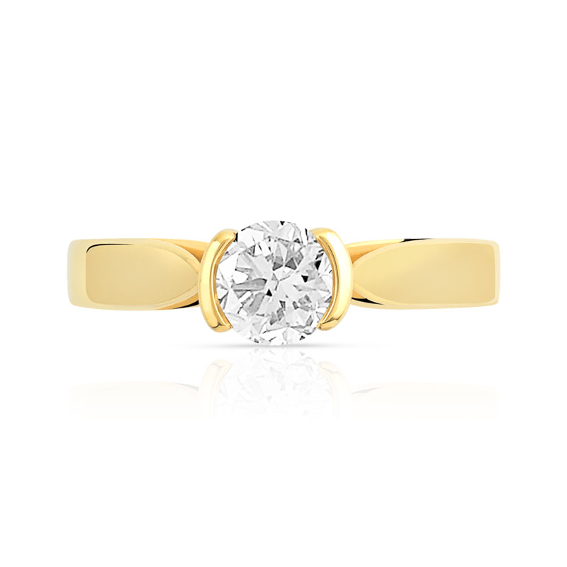 Solitaire or 750 jaune diamant 0,5 carat - vue 3