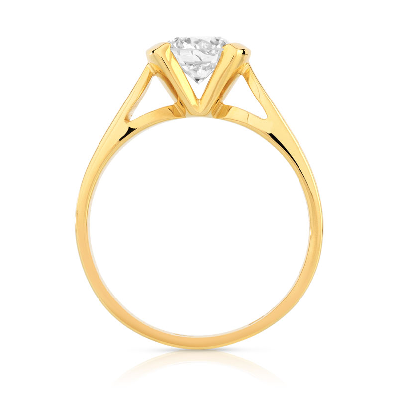 Solitaire or 750 jaune diamant 0,7 carat - vue 2