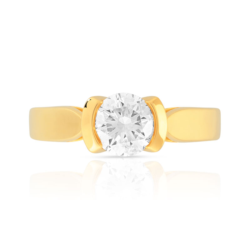 Solitaire or 750 jaune diamant 0,7 carat - vue 3