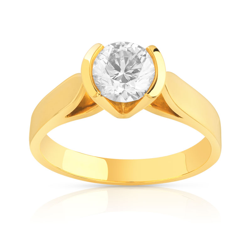 Solitaire or 750 jaune diamant 1 carat
