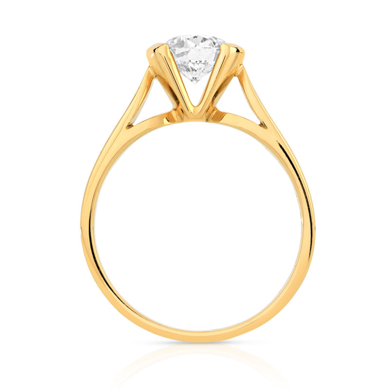 Solitaire or 750 jaune diamant 1 carat - vue 2