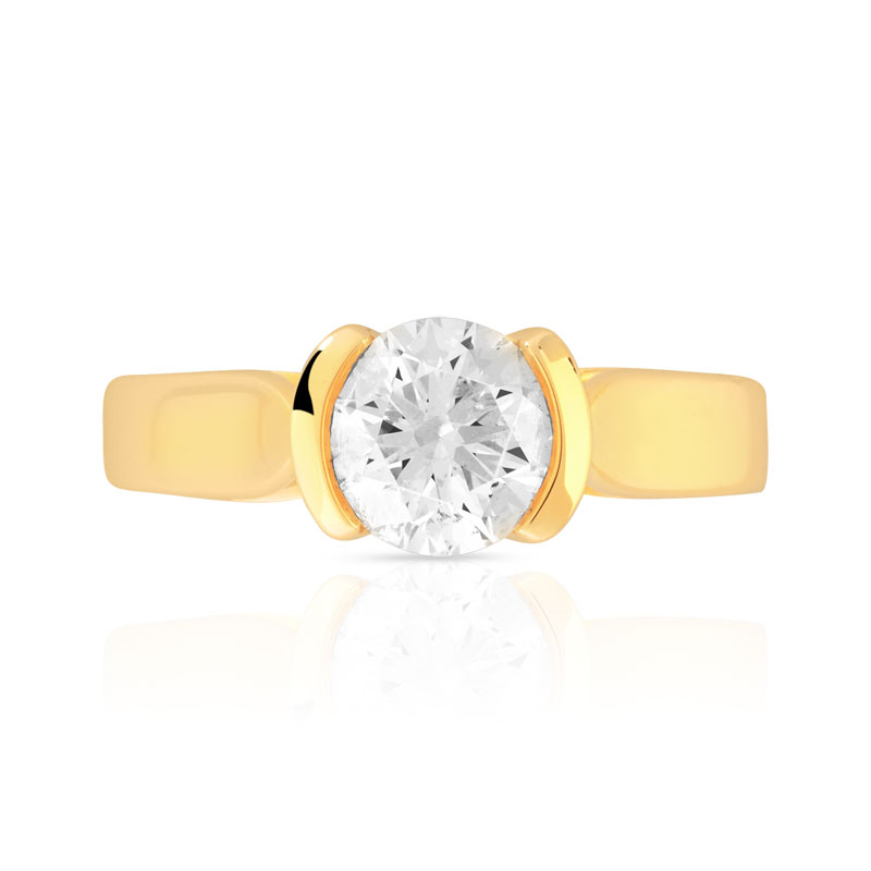 Solitaire or 750 jaune diamant 1 carat - vue 3
