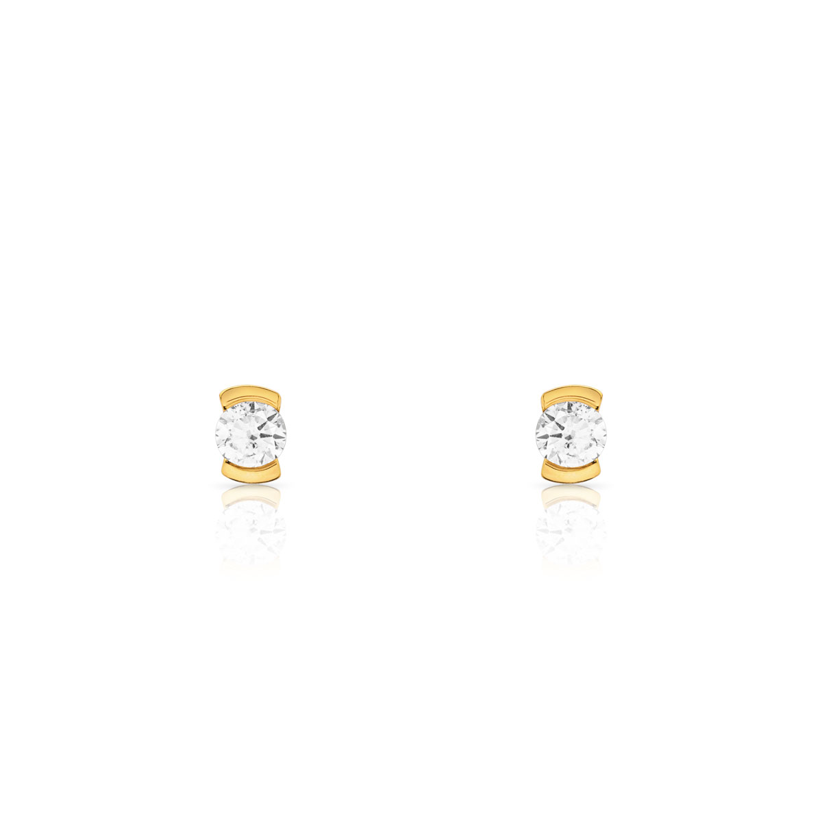 Boucles d'oreilles or 750 jaune diamants - vue D1