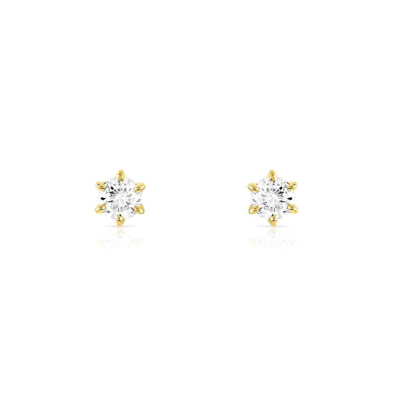 Boucles d'oreilles or 750 jaune diamant - vue D1