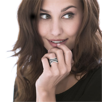 Bague argent 925 zirconia - vue Vporté 1