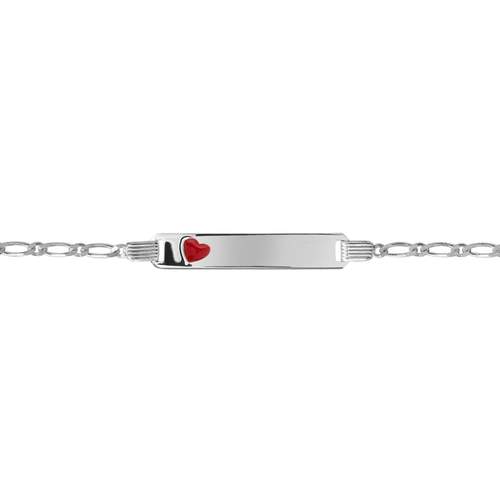 Bracelet identité argent 925 coeur maille alternée personnalisable 16 cm