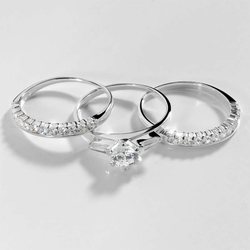 3 bagues argent 925 zirconias - vue D1