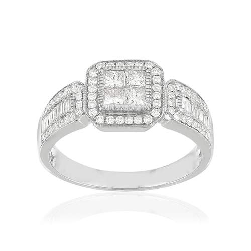 Bague or 750 blanc diamant