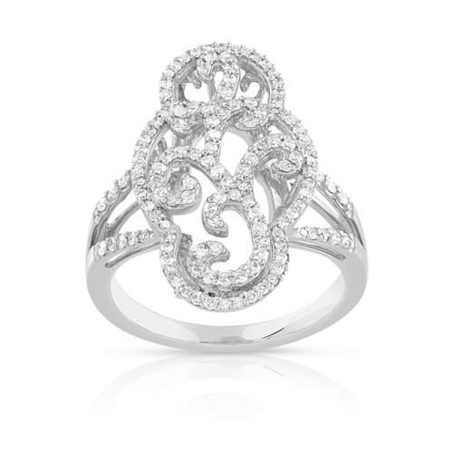 Bague or 750 blanc diamant