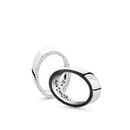 Bague or 750 blanc diamant noir et blanc