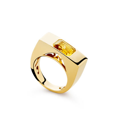 Bague or  750 jaune béryl jaune - vue 1