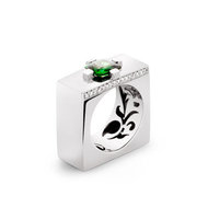 Bague or 750 blanc Tsavorite et diamant