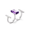 Bague or 750 blanc Améthyste et diamant - vue V1