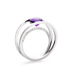 Bague or 750 blanc améthyste et diamant - vue 1