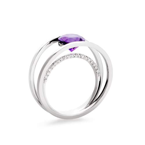 750 white gold amethyst and diamond ring