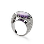 Bague or 750 blanc améthyste et diamant - vue 1