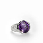 Bague or 750 blanc améthyste et diamant - vue D1