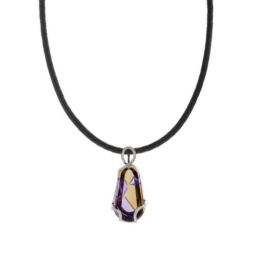 Collier or 750 blanc amétrine et diamant