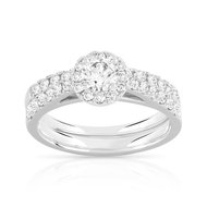 Bague et Alliance demi-tour or 750 blanc diamant