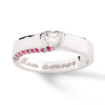 Bague Mon Amour or 750 blanc diamant et rubis - vue 1