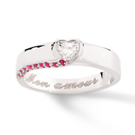 Bague Mon Amour or 750 blanc diamant et rubis