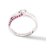 Bague Mon Amour or 750 blanc diamant et rubis - vue 2