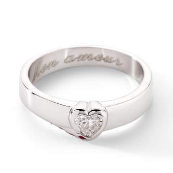 "Mon Amour" Ring in 14K White Gold with Diamonds and Rubies