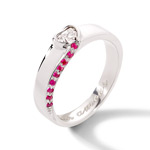 Bague Mon Amour or 750 blanc diamant et rubis - vue D1