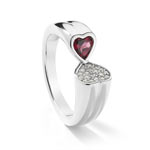 Bague or blanc 750 grenat rhodolite diamants - vue 1