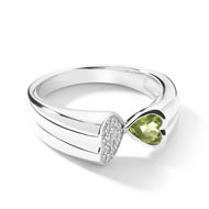 Bague or blanc 750 peridot diamants