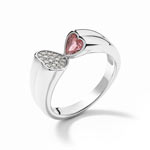 Bague or blanc 750 tourmaline rose diamants - vue 1
