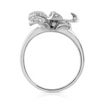 Bague or 750 blanc fleur diamants - vue 2