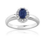 Bague or 750 blanc saphir et diamant - vue 1