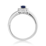 Bague or 750 blanc saphir et diamant - vue 2