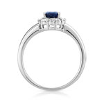 Bague or 750 blanc saphir ovale et diamants - vue 2