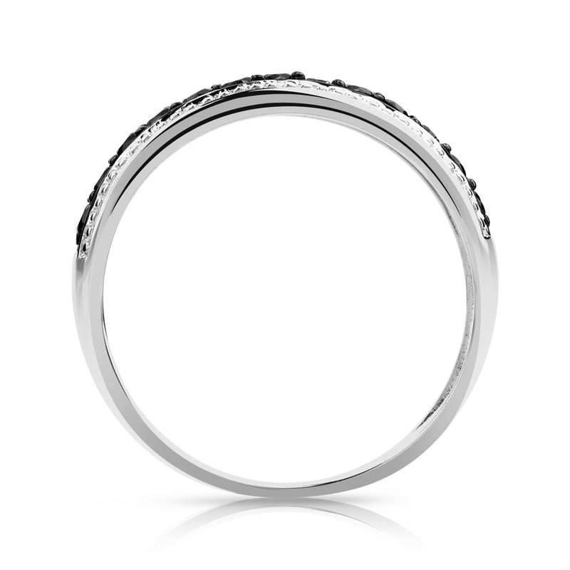 Bague or 750 blanc diamants noirs traités - vue 2