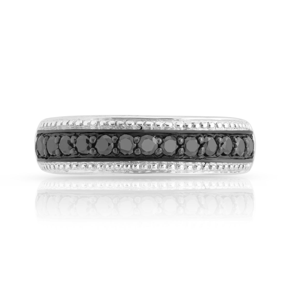 750 white gold ring with treated black diamonds - view 3