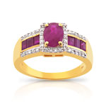 Bague or 750 2 tons rectangulaire rubis et diamants - vue 1