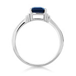 Bague or 750 blanc saphir rectangulaire et diamants - vue 2