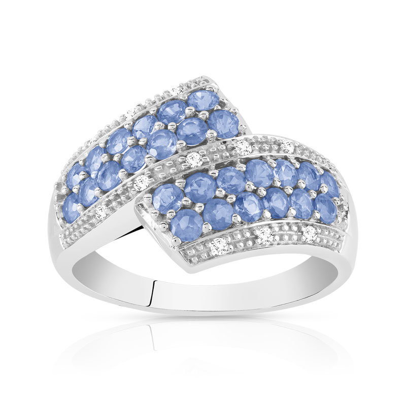 Bague or 750 blanc saphir et diamant - Femme - Bague | MATY