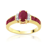 Bague or 750 2 tons rubis diamants
