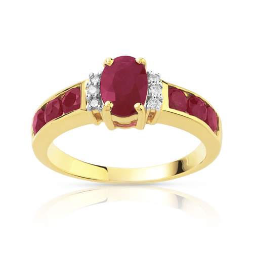 Bague or 750 2 tons rubis et diamants