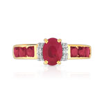 Bague or 750 2 tons rubis et diamants - vue 3