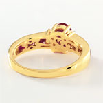 Bague or 750 2 tons rubis et diamants - vue D1