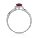 Bague or 750 blanc rubis ovale et diamants - vue 2