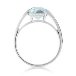 Bague or 750 blanc aigue marine rectangulaire - vue 2