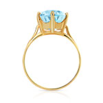 Bague or 750 jaune topaze bleue traitée ovale - vue 2