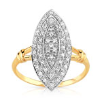 Bague 2 ors 750 marquise diamants - vue 1